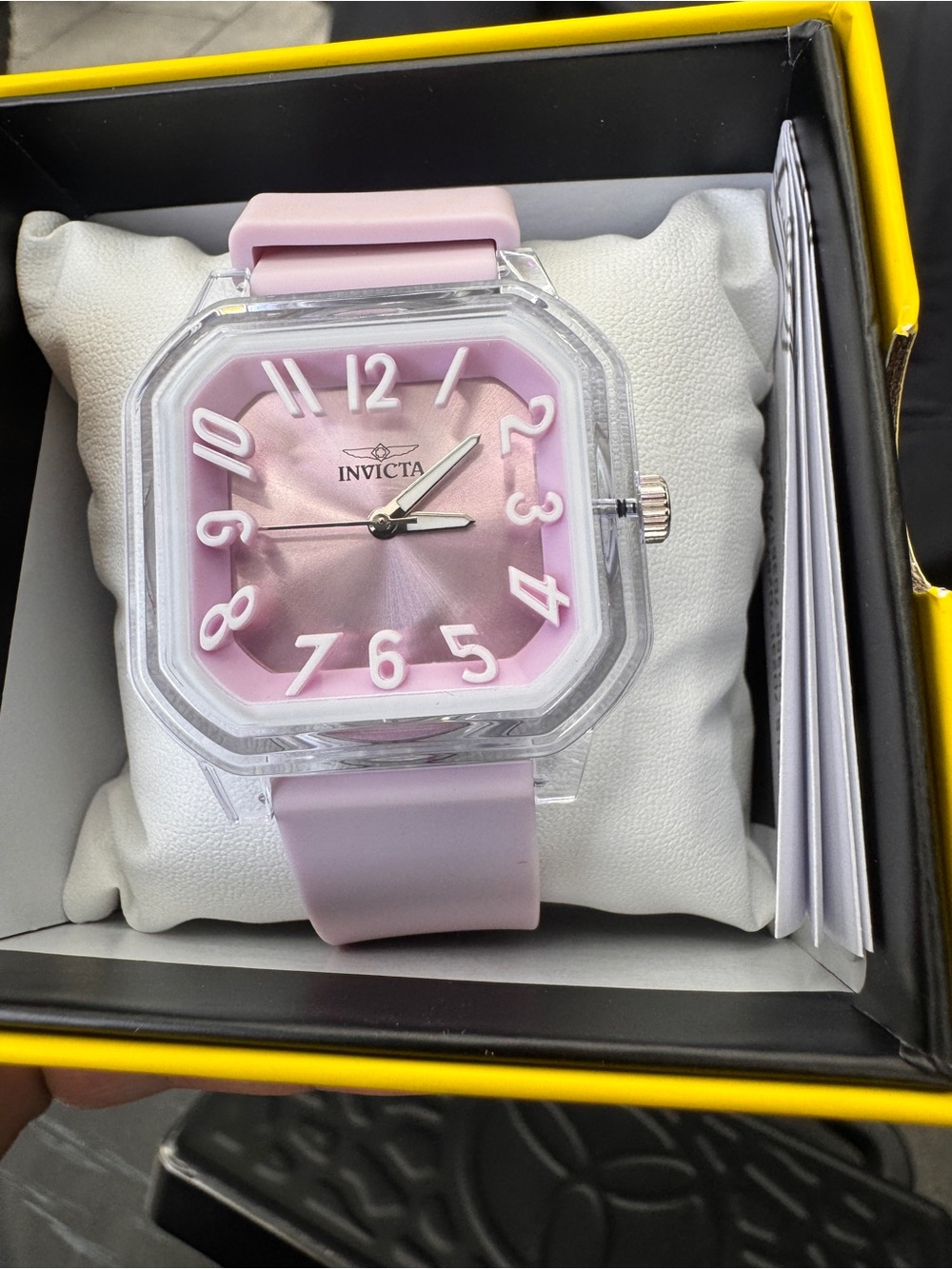 Invicta Women's Pastel Pink Square Crystal Case Watch - Picture 5 of 6